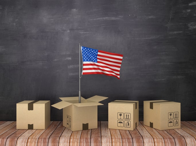 moving boxes and USA flag moving boxes and USA flag